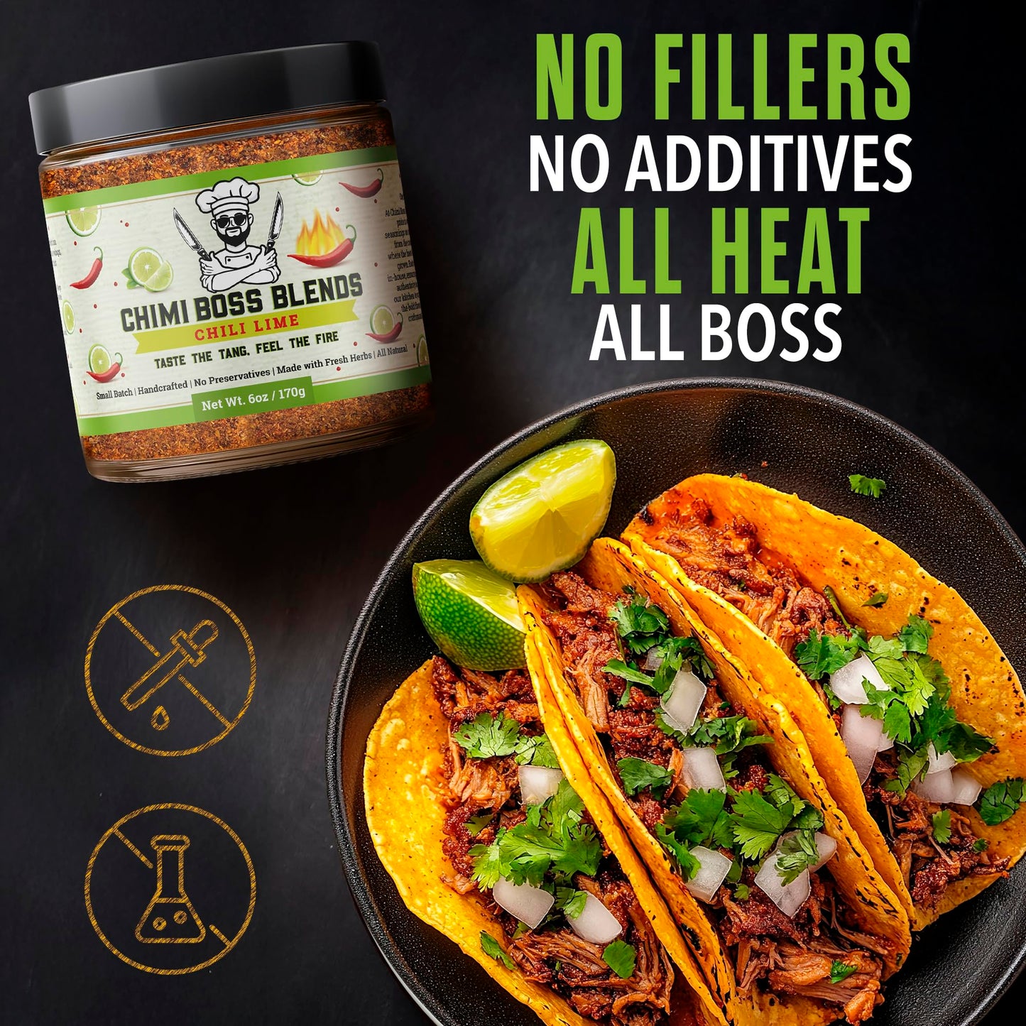 Chimi Boss Chili Lime Seasoning, 6oz - Zesty & Spicy Dry Rub for Tacos, Chicken, Veggies, Fruit and Snacks - All Natural Tangy Latin Inspired Spice