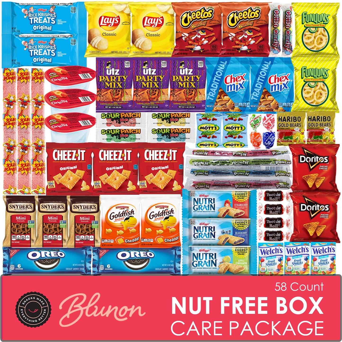 Peanut Free Snacks & Tree Nut-Free Snacks Variety Pack - Allergy Friendly Snacks for Kids Individually Wrapped - Cookies, Candy, Crackers, Chips
