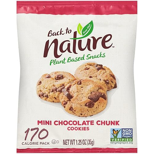 Back to Nature Chocolate Chunk Cookies - Individual Lunchbox Grab & Go Snack Bags - Dairy Free, Non-GMO, Made with Wheat Flour - 1.25 Ounce Pouches