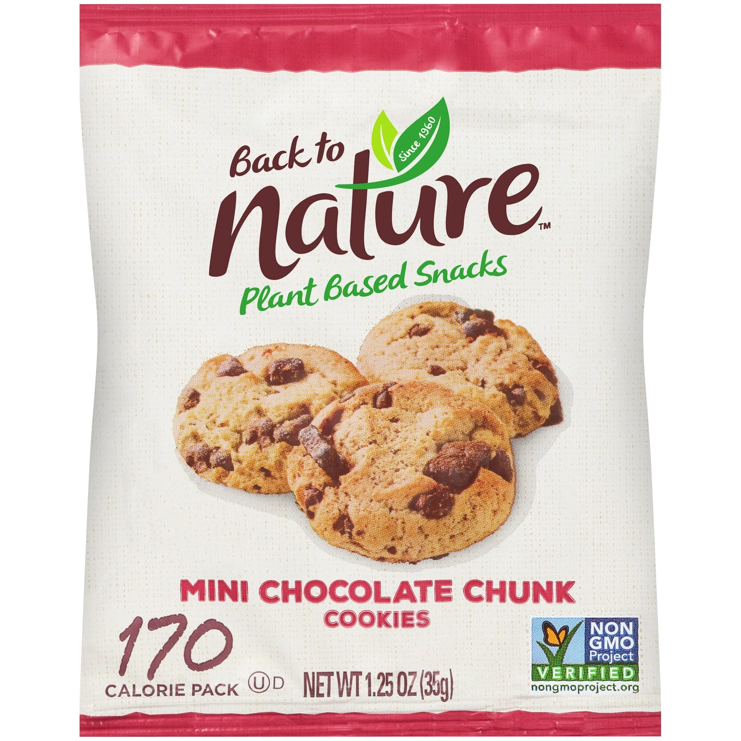Back to Nature Chocolate Chunk Cookies - Individual Lunchbox Grab & Go Snack Bags - Dairy Free, Non-GMO, Made with Wheat Flour - 1.25 Ounce Pouches