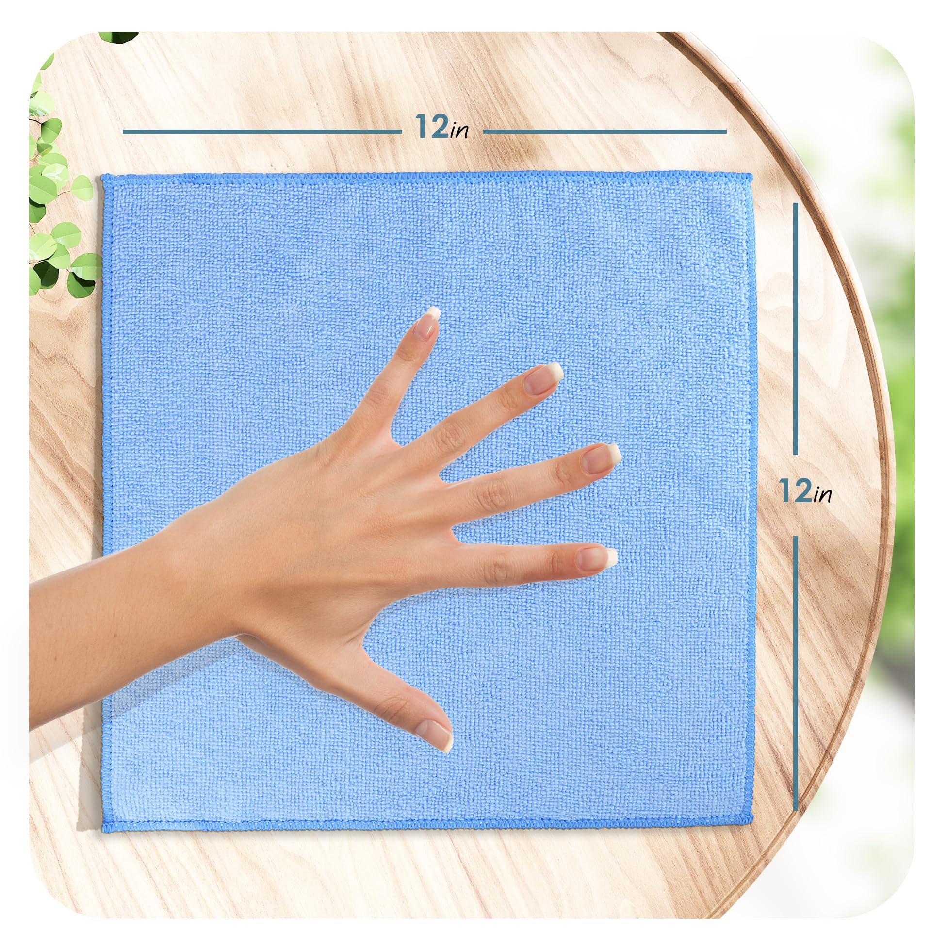 Hearth & Harbor Microfiber Cleaning Cloth, Microfiber Towels for Cars 12 Pack Washcloths, Blue Cleaning Rags, Reusable Microfiber Towel, Microfiber