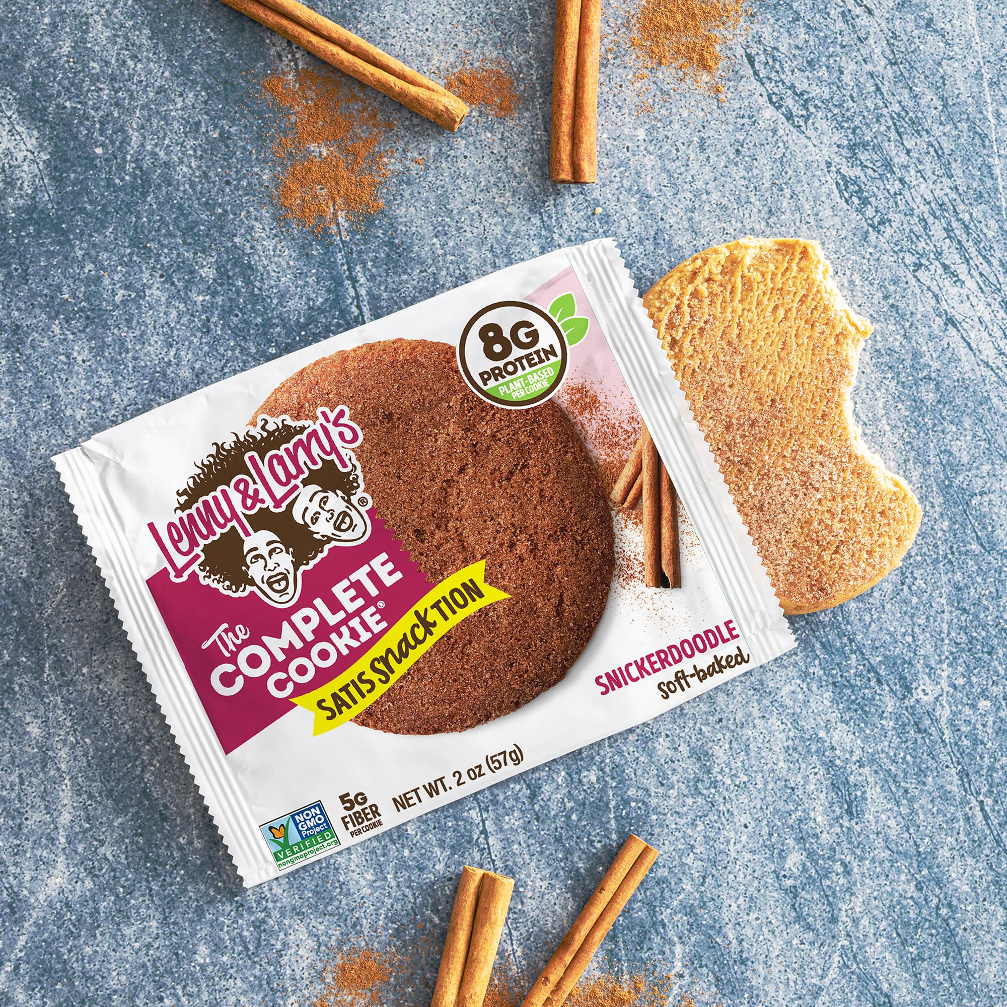 Lenny & Larry's Protein Cookie, [Snickerdoodle], Chewy Soft Baked, 8g Plant Protein, Vegan, Non-GMO, High Fiber, 2 Ounce Cookie (Pack of 12)