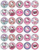 30 x Edible Cupcake Toppers - Cute Pink Cat Inspired Party Collection of Edible Cake Decorations | Uncut Edible on Wafer Sheet
