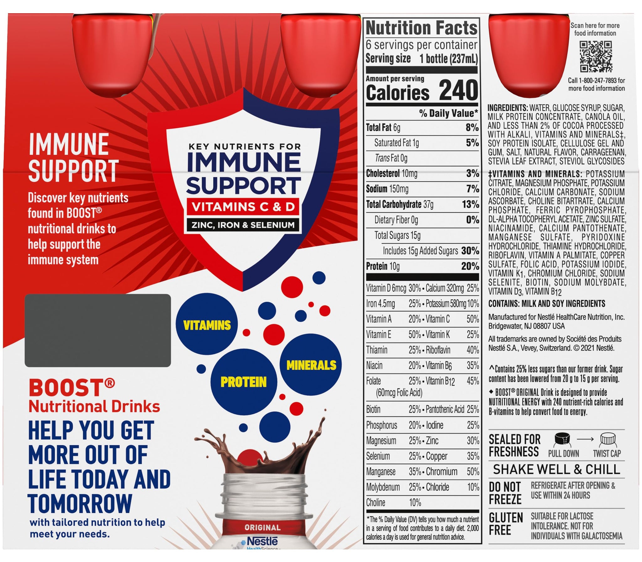 Boost Original Nutritional Energy Balanced Nutritional Drink (6 Count (Pack of 2), Chocolate & Strawberry)