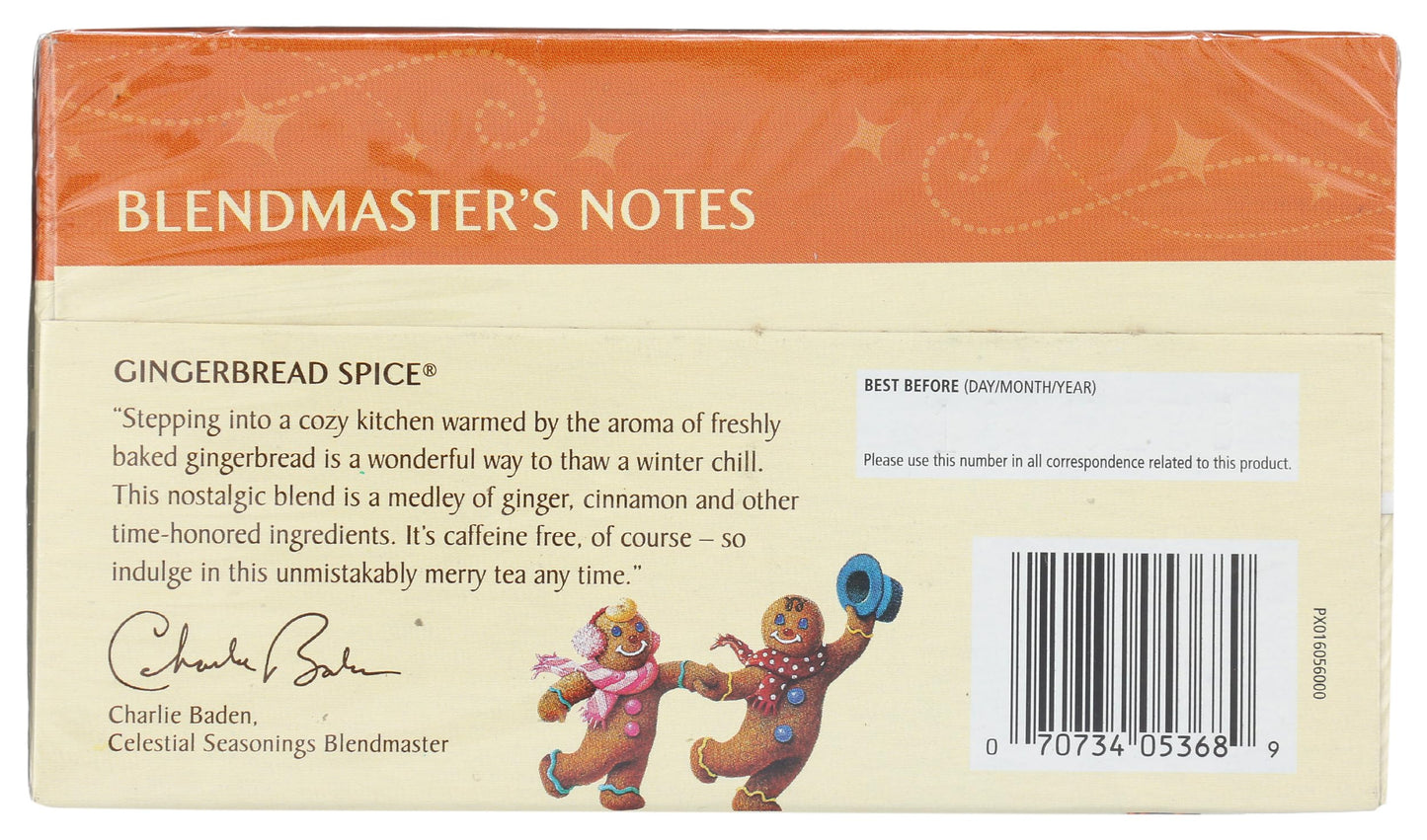 Celestial Seasonings Holiday Herbal Tea, Gingerbread Spice, 18 Count