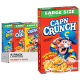 Cap'n Crunch Cereal, 3 Flavor Variety Pack, Large Size Boxes, (4 Pack)