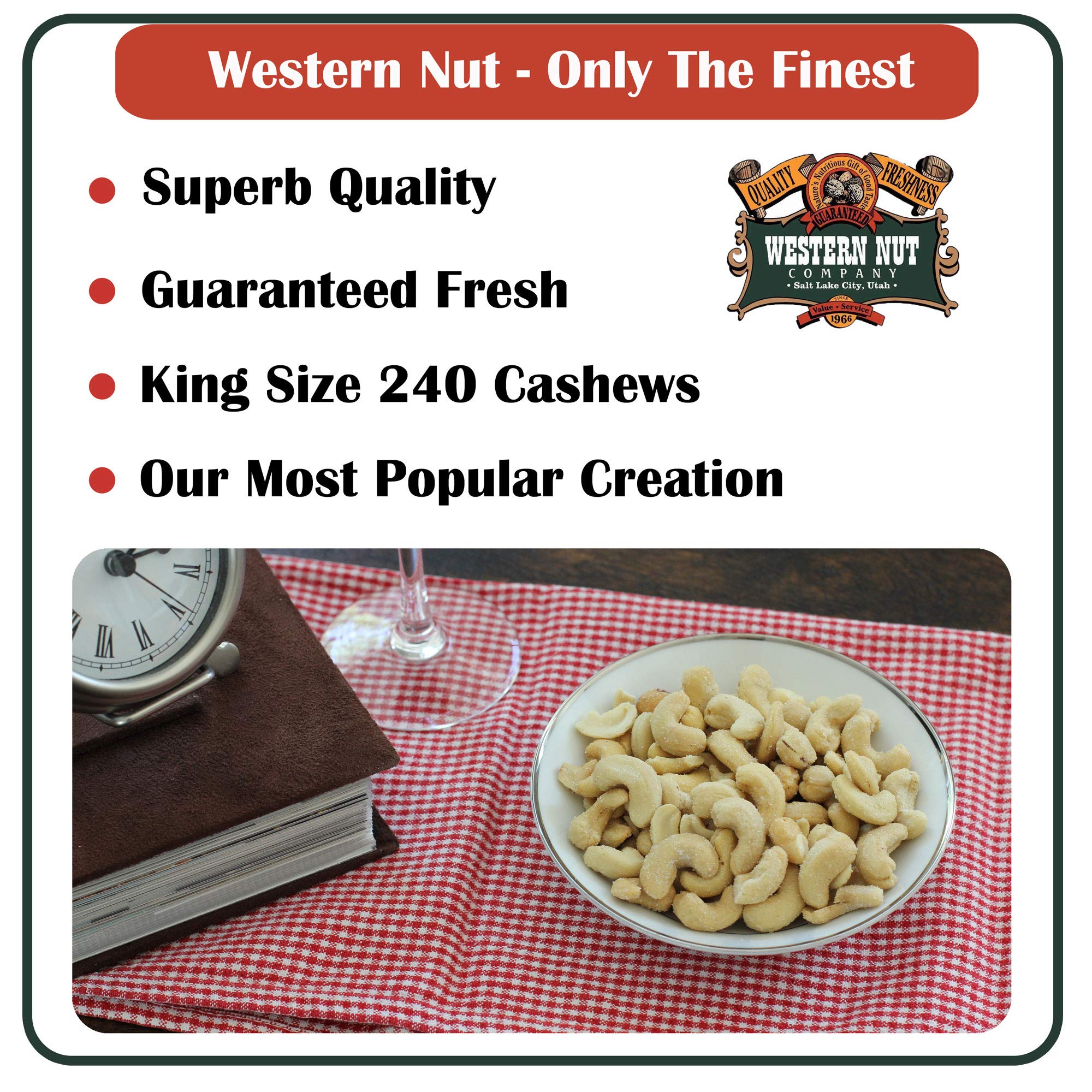 Western Nut Heritage Gift Box, Gift Wrapped Roasted & Salted Whole Cashews, 1 lb