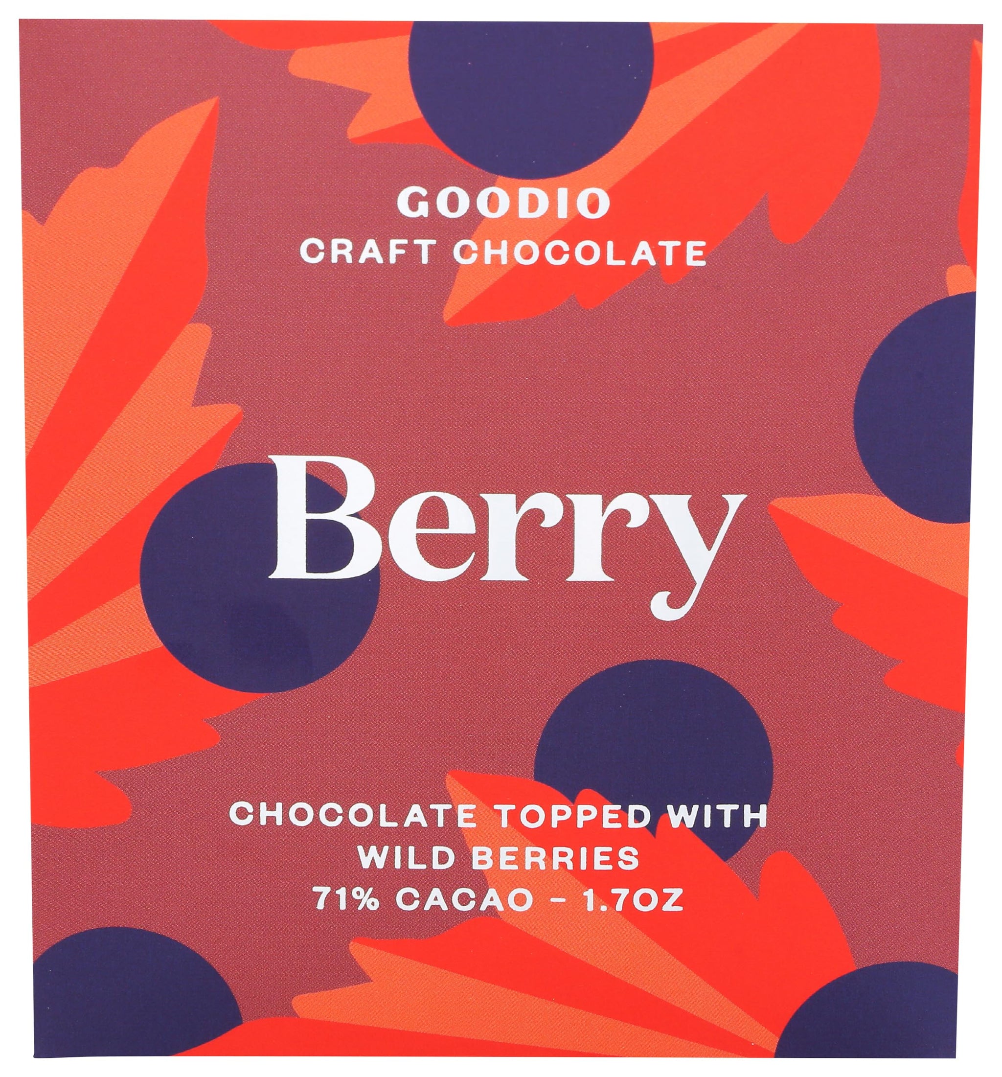 Goodio Chocolate Bar, Berry Nordic 71%, Vegan, Gluten- free, 1.7 Ounce