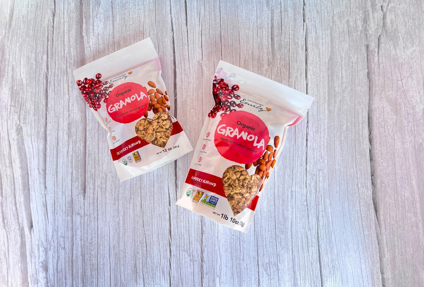 Grandma Emily Organic Cranberry Almond Granola Cereal Vegan with Almonds, Cranberries and Oat, 1lb 10oz