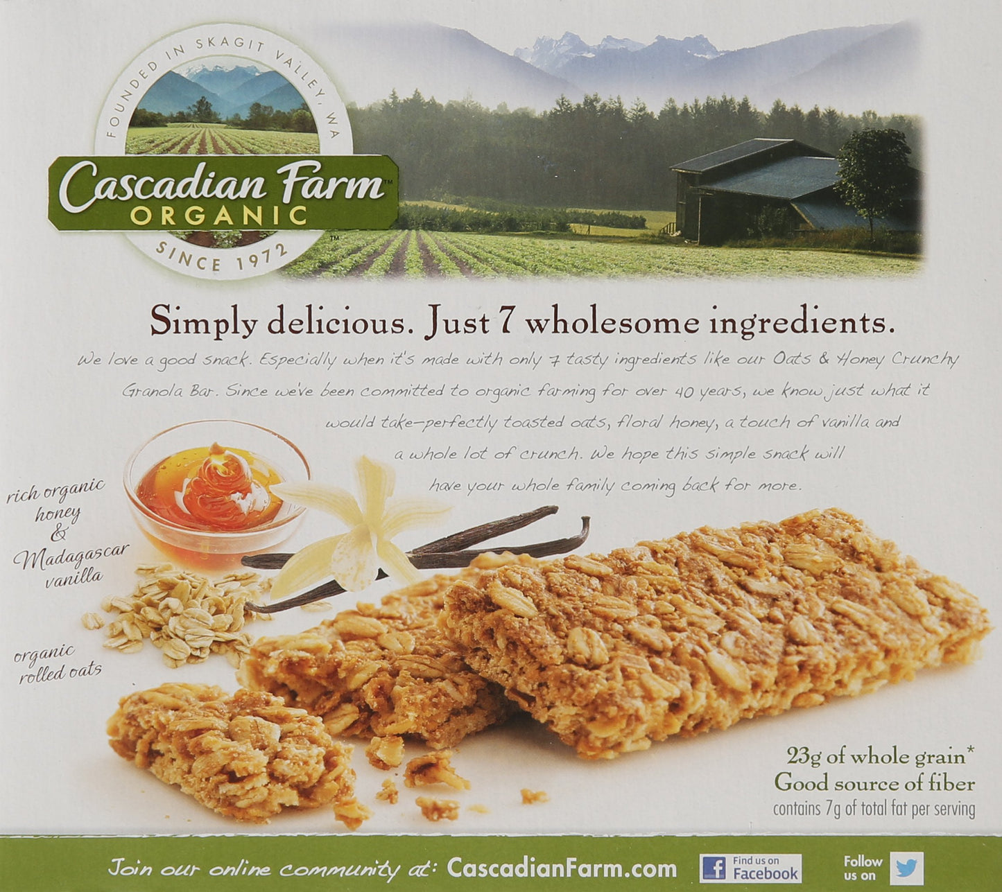 Cascadian Farm Organic Granola Bars, Oats & Honey, 5 Pouches (2 Bars per Pouch)
