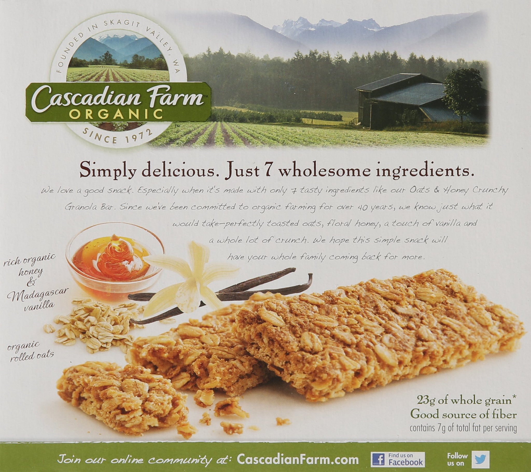 Cascadian Farm Organic Granola Bars, Oats & Honey, 5 Pouches (2 Bars per Pouch)