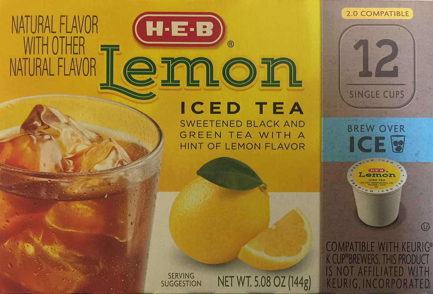HEB Lemon Iced Tea 12 single cup (servings)