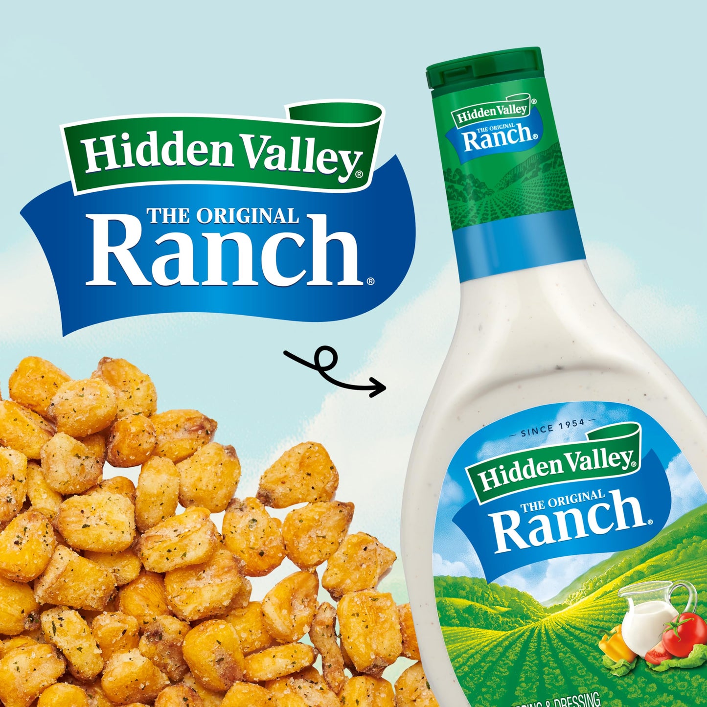 Snak Club Toasted Corn with Hidden Valley Ranch Seasoning, Roasted and Salted Corn Nuggets, Gluten-Free and Kosher Snack, 8.5 oz Resealable Bag