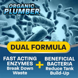 Organic Plumber Septic Tank Cleaner Treatment, Bacteria x Natural Enzyme Flushable Bio Tabs, Rid Sewage Waste & Clean Field System, 1 Year of Tablets