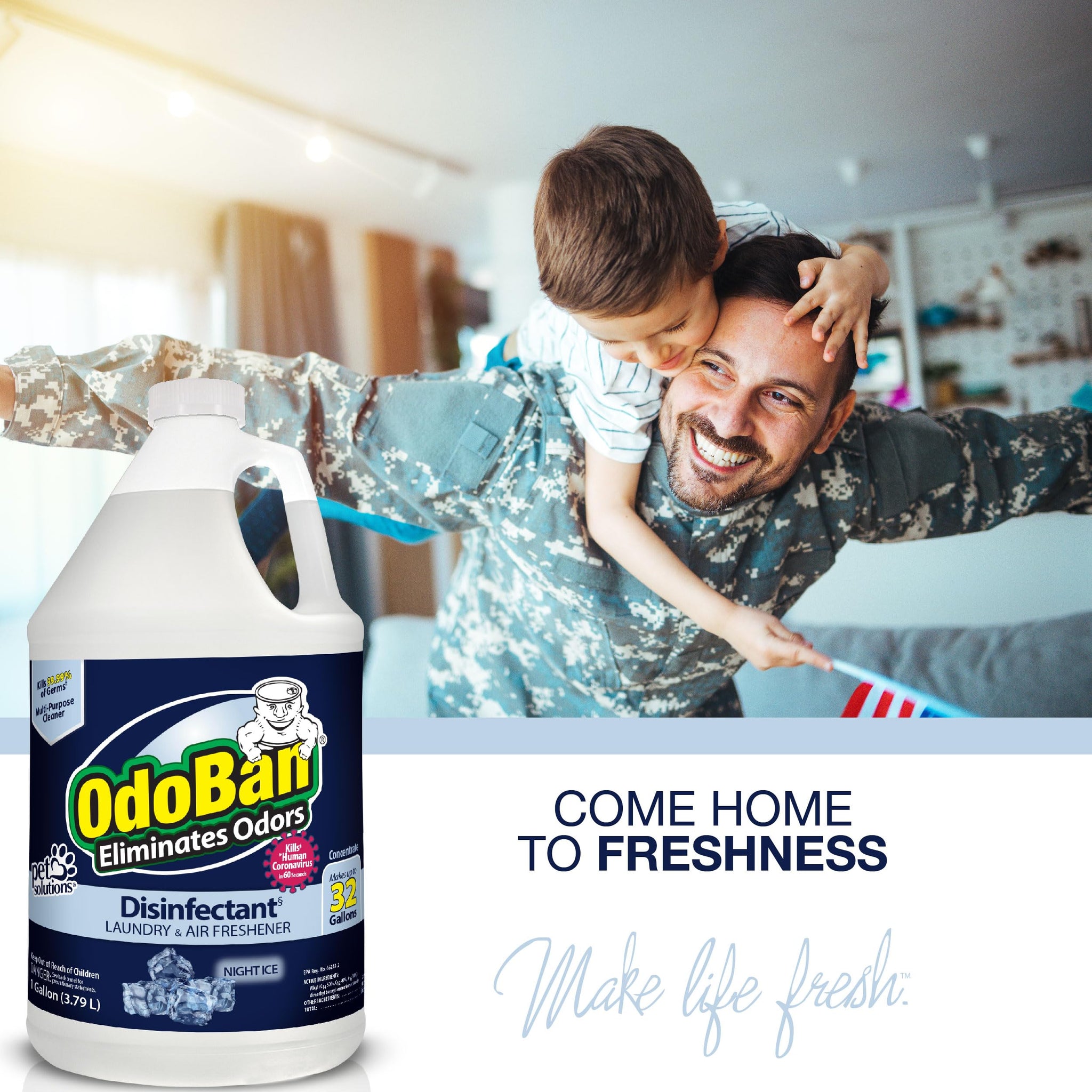 OdoBan Disinfectant Concentrate and Odor Eliminator, Made in the USA, Night Ice Scent, 2 Gallons