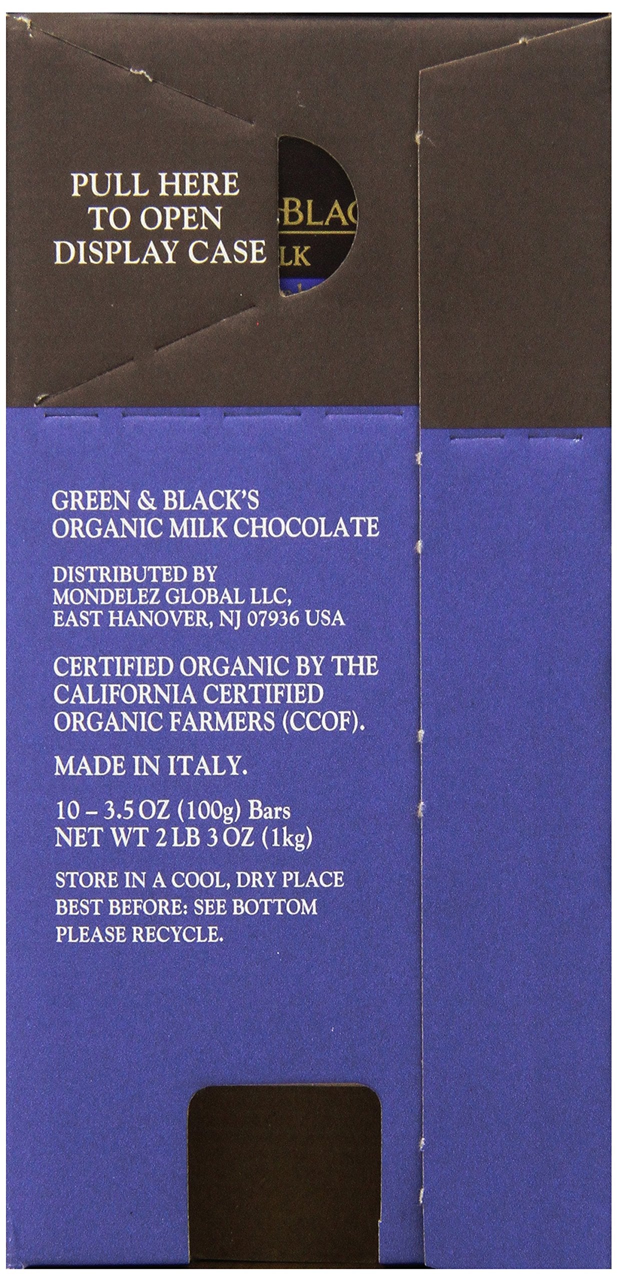 Green & Black's Organic Milk Chocolate, 34% Cacao, 3.5 Ounce Bars,10 count