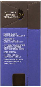 Green & Black's Organic Milk Chocolate, 34% Cacao, 3.5 Ounce Bars,10 count