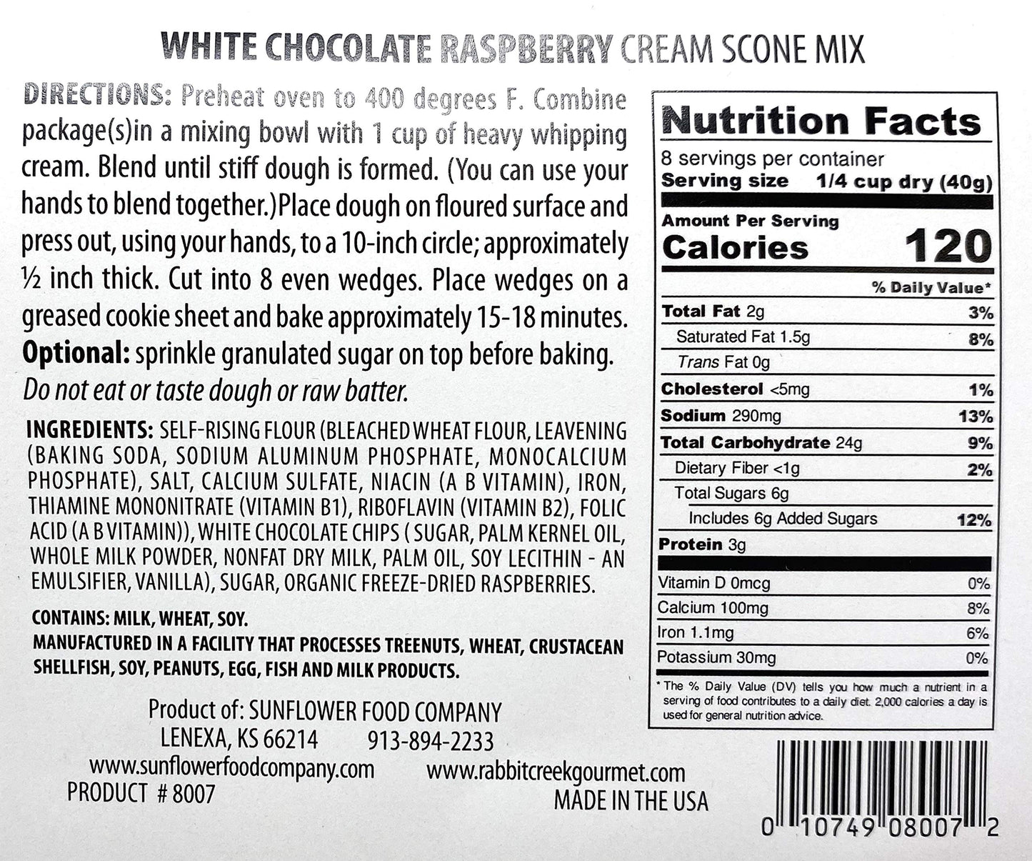 Rabbit Creek Scone Mix Variety Pack of 2 - Blueberry and White Chocolate Raspberry Cream Scone Mix
