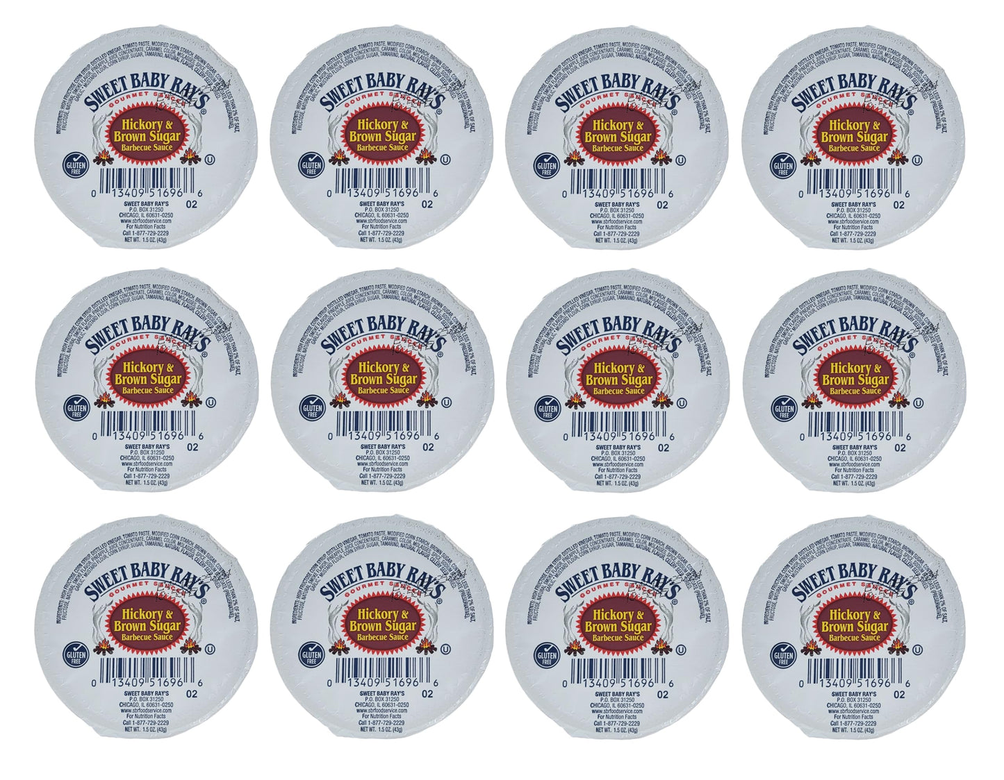 Sweet Baby Ray's Hickory Brown Sugar Barbecue BBQ Sauce 1.5 oz Dipping Cup | Gluten-Free | Kosher | Made In America | 12 Pack