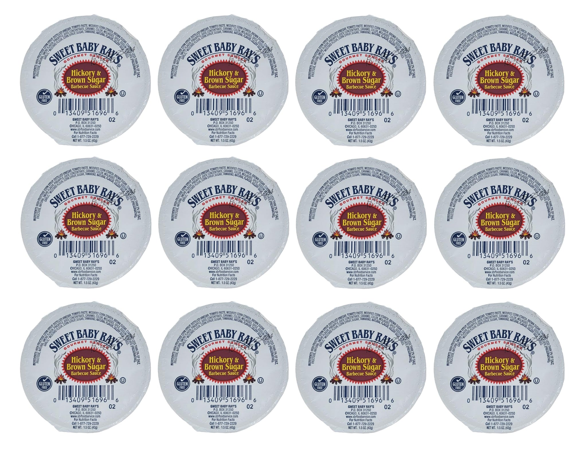 Sweet Baby Ray's Hickory Brown Sugar Barbecue BBQ Sauce 1.5 oz Dipping Cup | Gluten-Free | Kosher | Made In America | 12 Pack