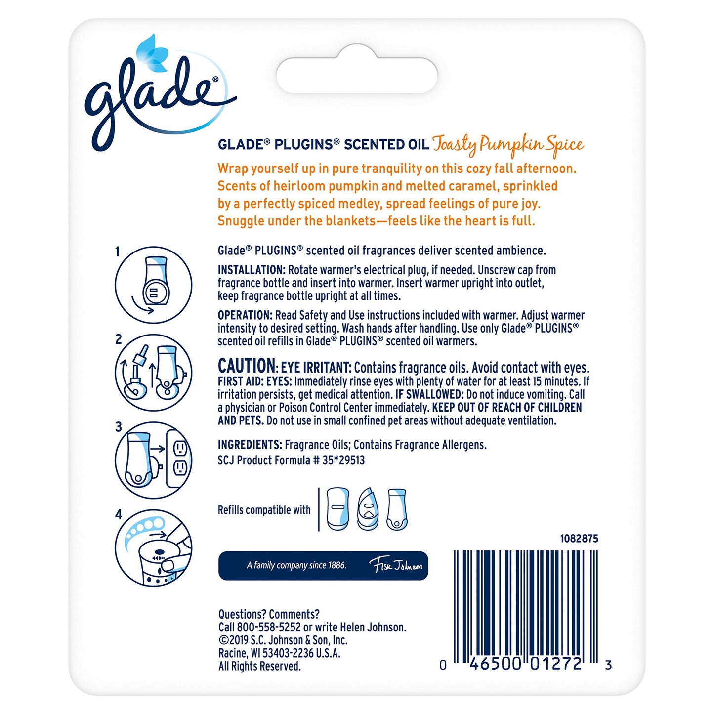 Glade Plug-Ins Scented Oil Refills- Toasty Pumpkin Spice - 2ct (1.34 Fl OZ)