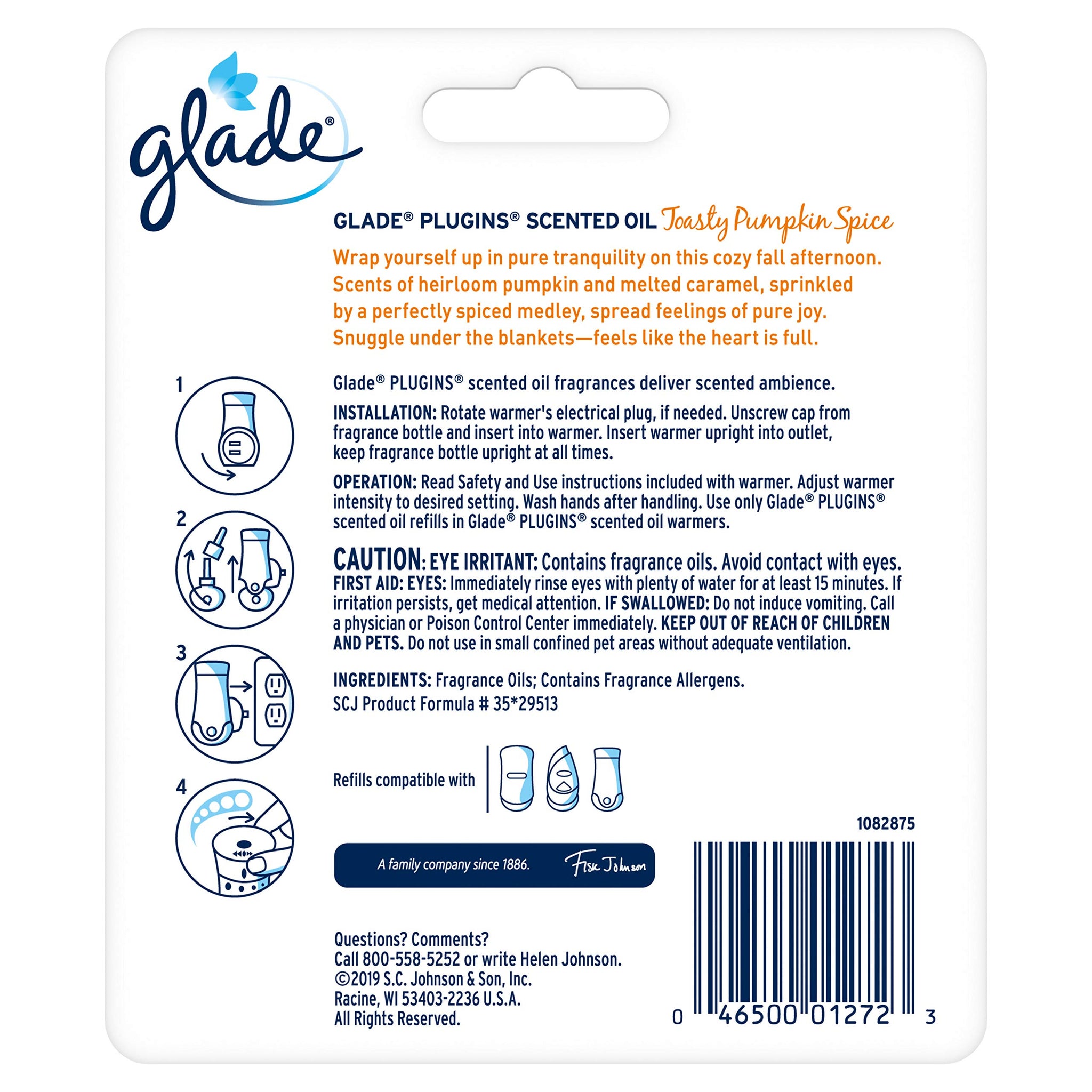 Glade Plug-Ins Scented Oil Refills- Toasty Pumpkin Spice - 2ct (1.34 Fl OZ)