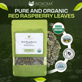 Biokoma Organic Red Raspberry Leaf 50g 1.76oz Dried Cut & Sifted Rubus Idaeus Healthy Pregnancy Support Resealable Pouch USDA Organic Herbal Tea