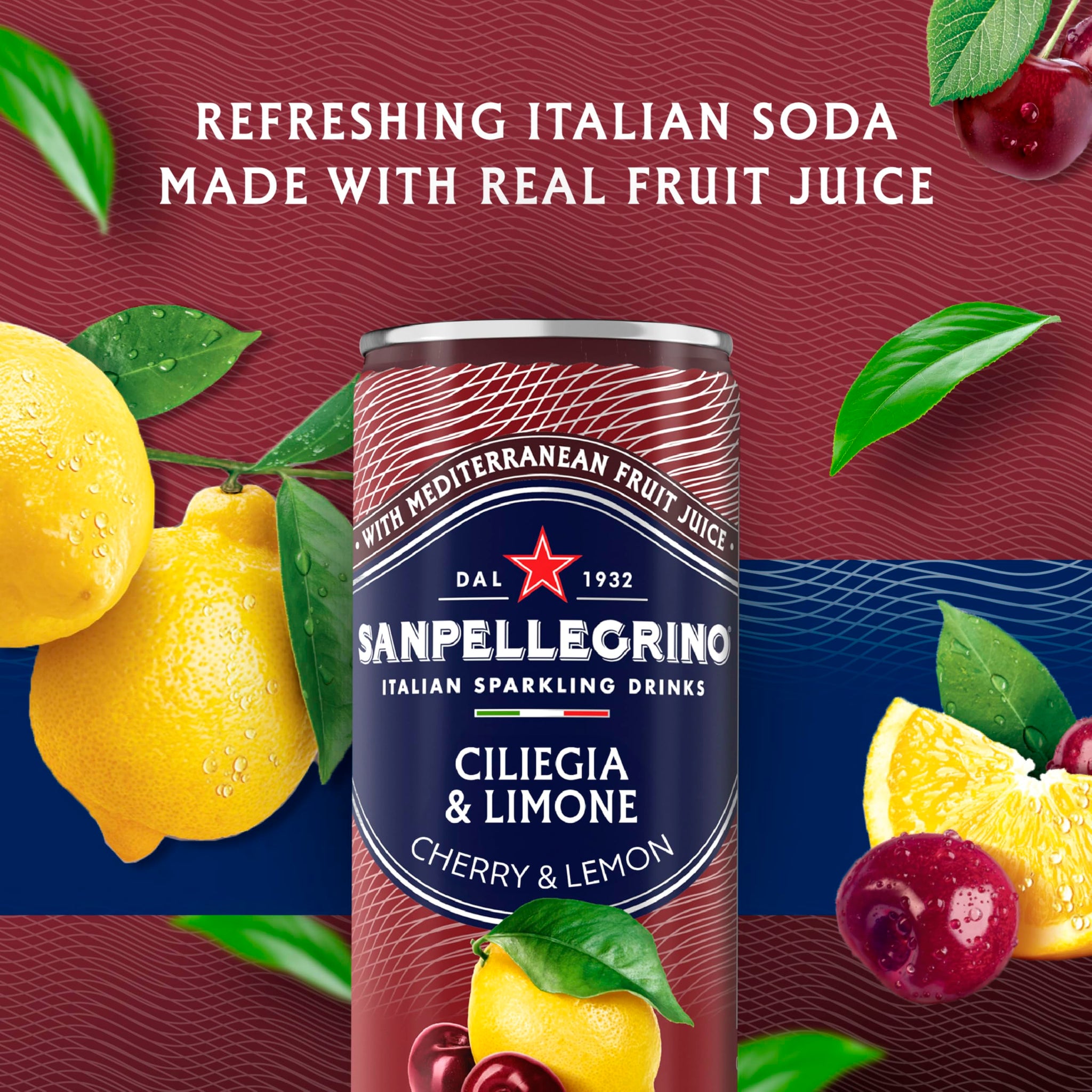 Sanpellegrino Italian Sparkling Drink Ciliegia and Limone, Sparkling Cherry and Lemon Beverage, 24 Pack