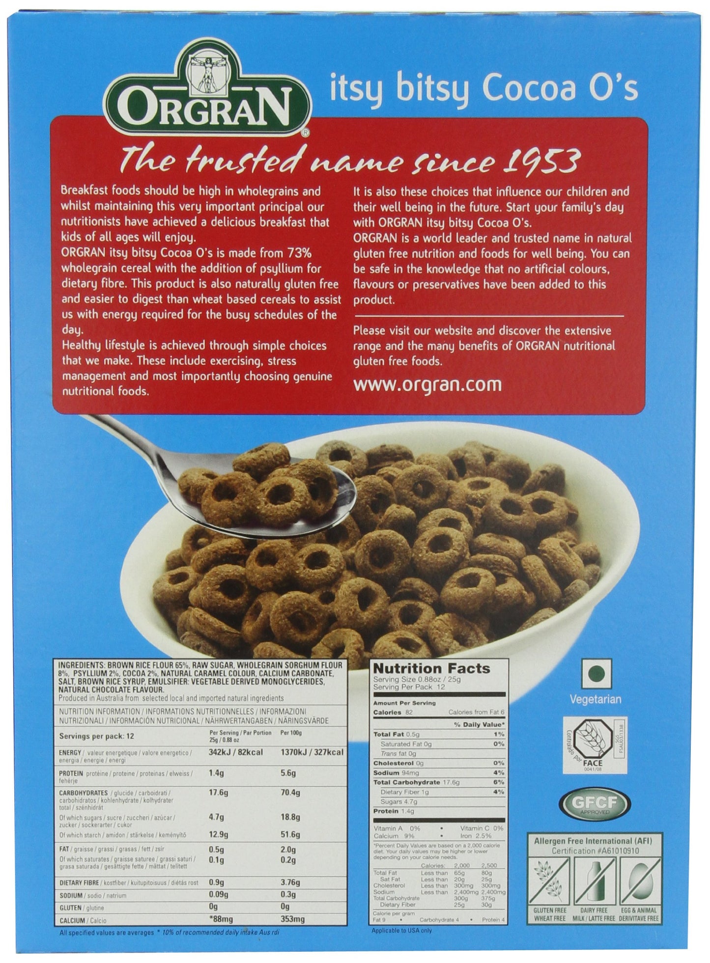 Orgran Cocoa O's Chocolate Cereal, 10.5-Ounce Boxes (Pack of 3)
