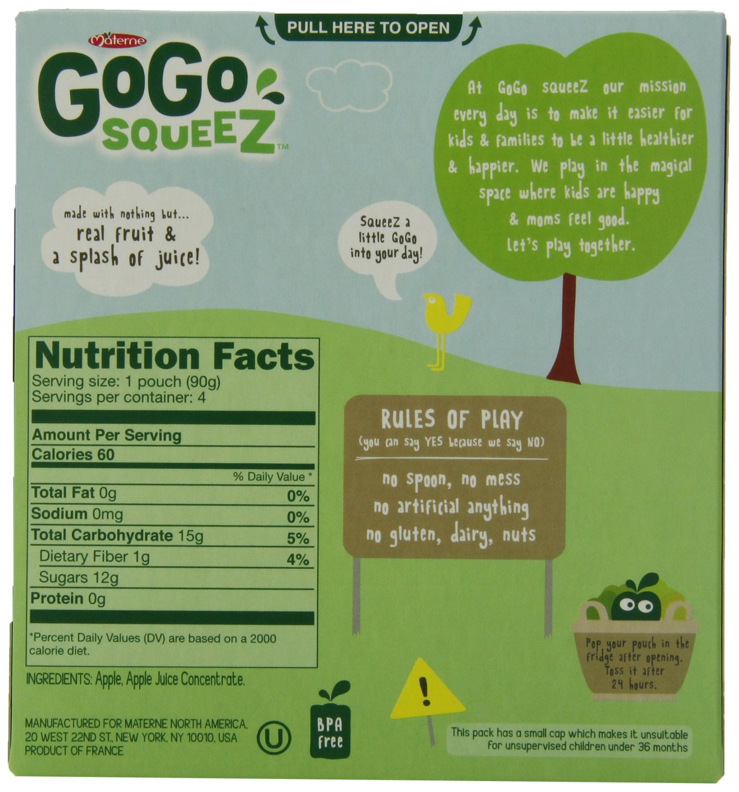 GoGo Squeez appleapple, Applesauce on the Go, 3.2-oz. Pouches, Count of 48