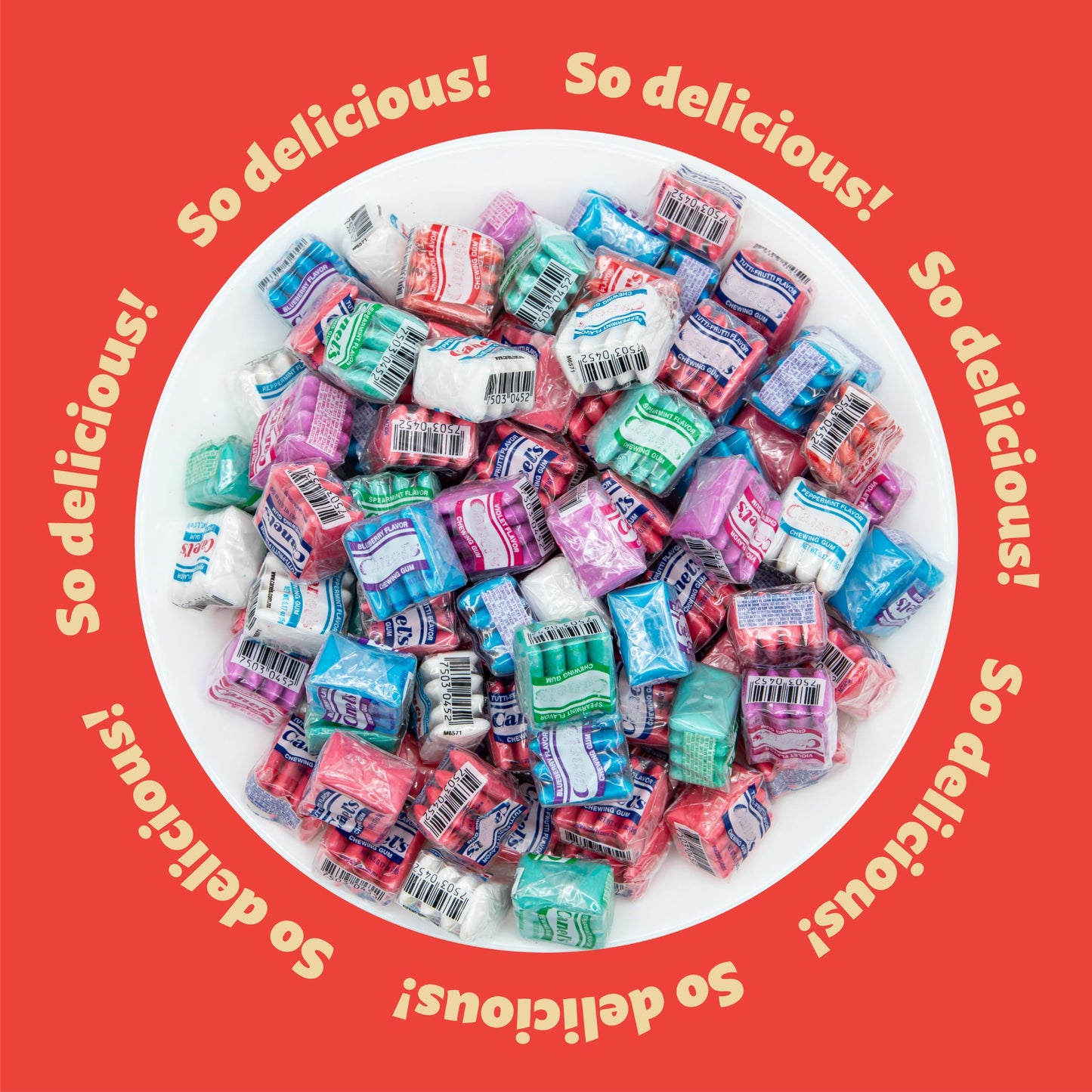Mexican Chewing Gum | 1.5-Pound Bag | Assorted Flavors | 135 Individually Wrapped Mini Packs | Mint, Cinnamon, Fruit & Floral Flavors | Gum Bulk