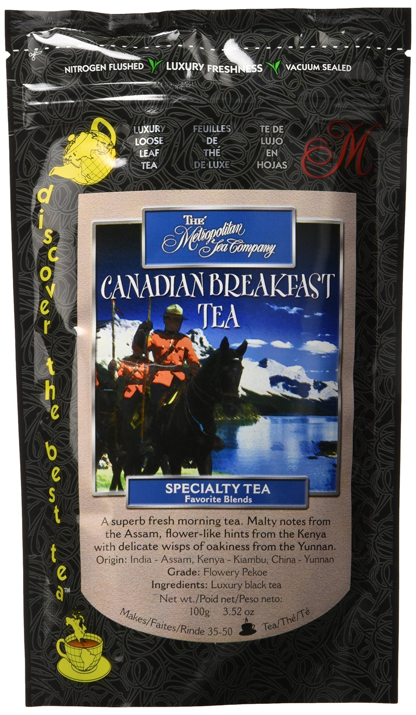 Metropolitan Tea Discovery Loose Tea Pack, Canadian Breakfast Specialty, 100gm