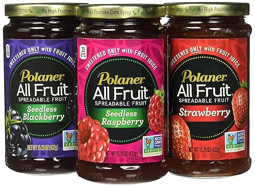 Polaner All Fruit Non-GMO Spreadable Fruit, Assorted Flavors, Strawberry, 15.25 Ounce (Pack of 3)