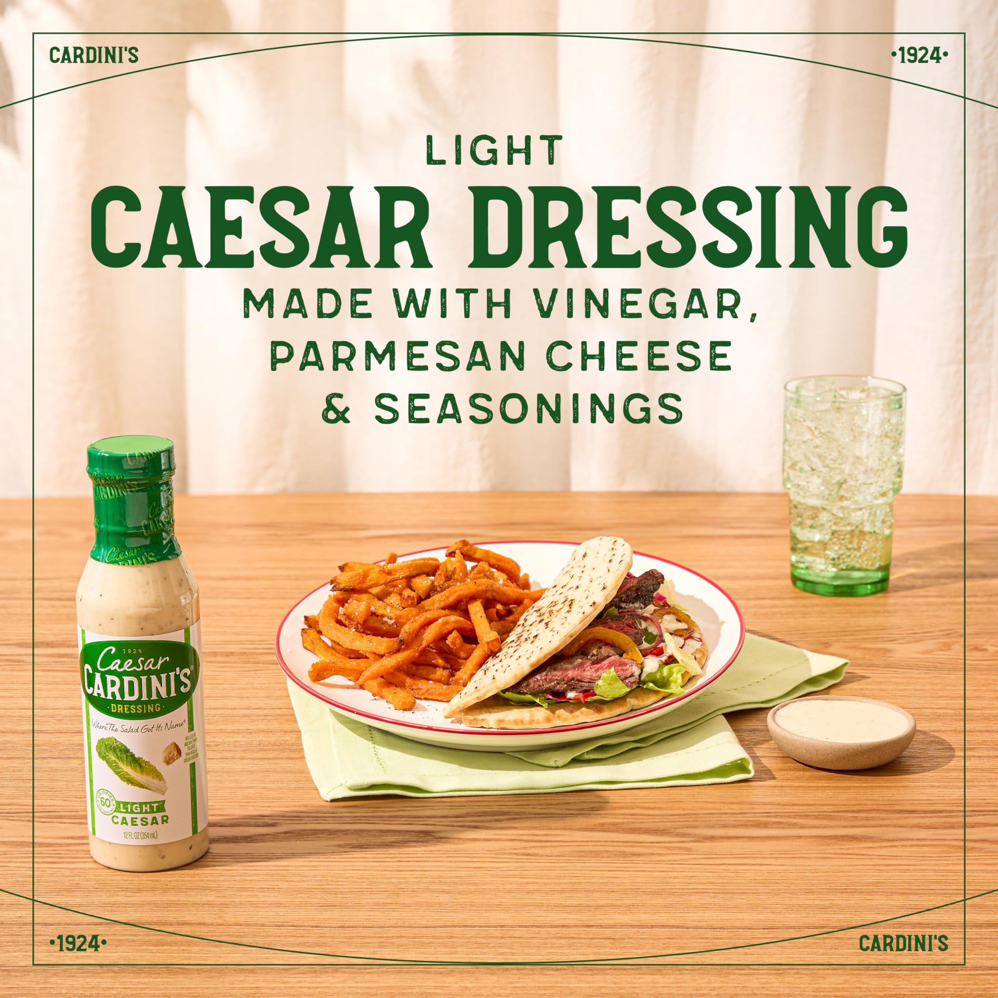 Cardini's Light Caesar Dressing, 12 fl. oz., Made with Parmesan Cheese, Vinegars, Garlic and Anchovies, Perfect Chicken Marinade, Sandwich Spread, Dip