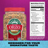 RiceSelect Tri-Color Orzo Rice-Shaped Pasta, Premium Spinach- and Tomato-Flavored Non-GMO Orzo Pasta, 26.5-Ounce Jar