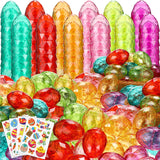 Fumete Large Diamond Easter Eggs with Stickers 3 Inch Fillable Plastic Pastel Eggs Translucent Colorful Eggs Bulk for Filling Treats Basket Stuffer