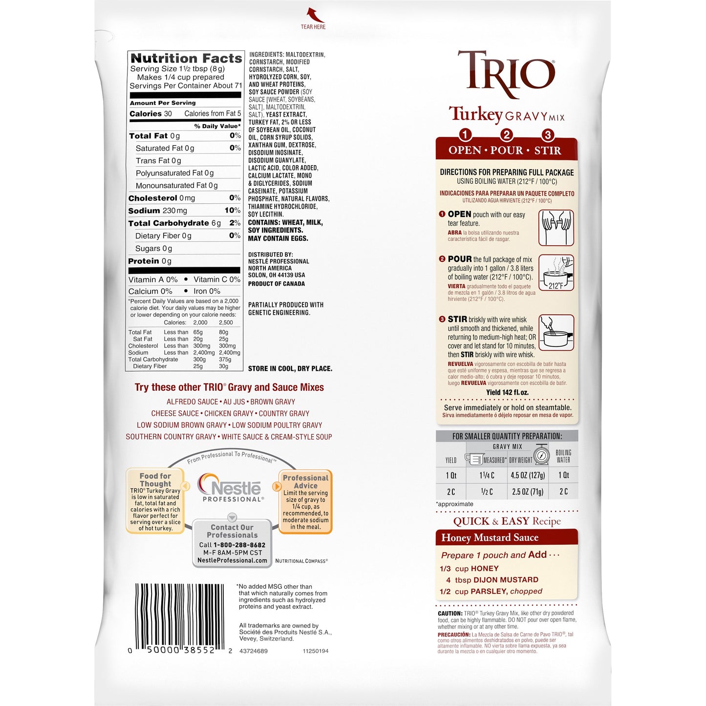 Trio Turkey Gravy Mix 20 oz (Pack of 8)