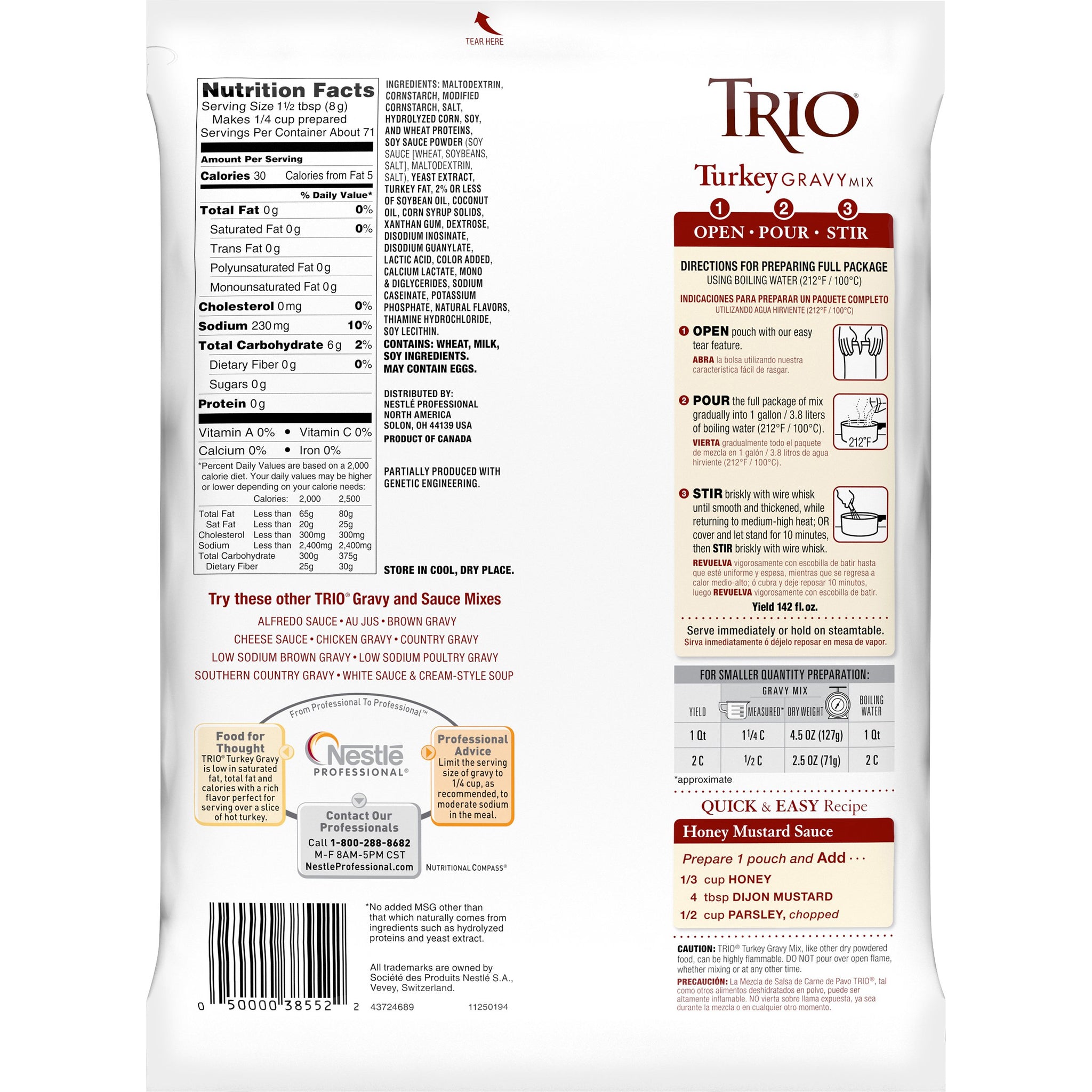 Trio Turkey Gravy Mix 20 oz (Pack of 8)