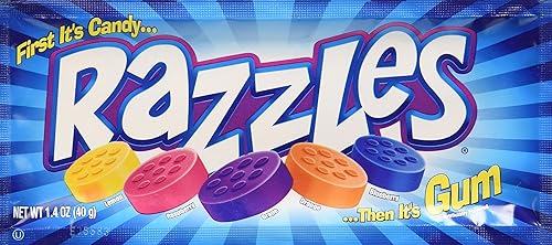 Razzles Original Candy/Gum, Box of 24 1.4-Ounce Bags