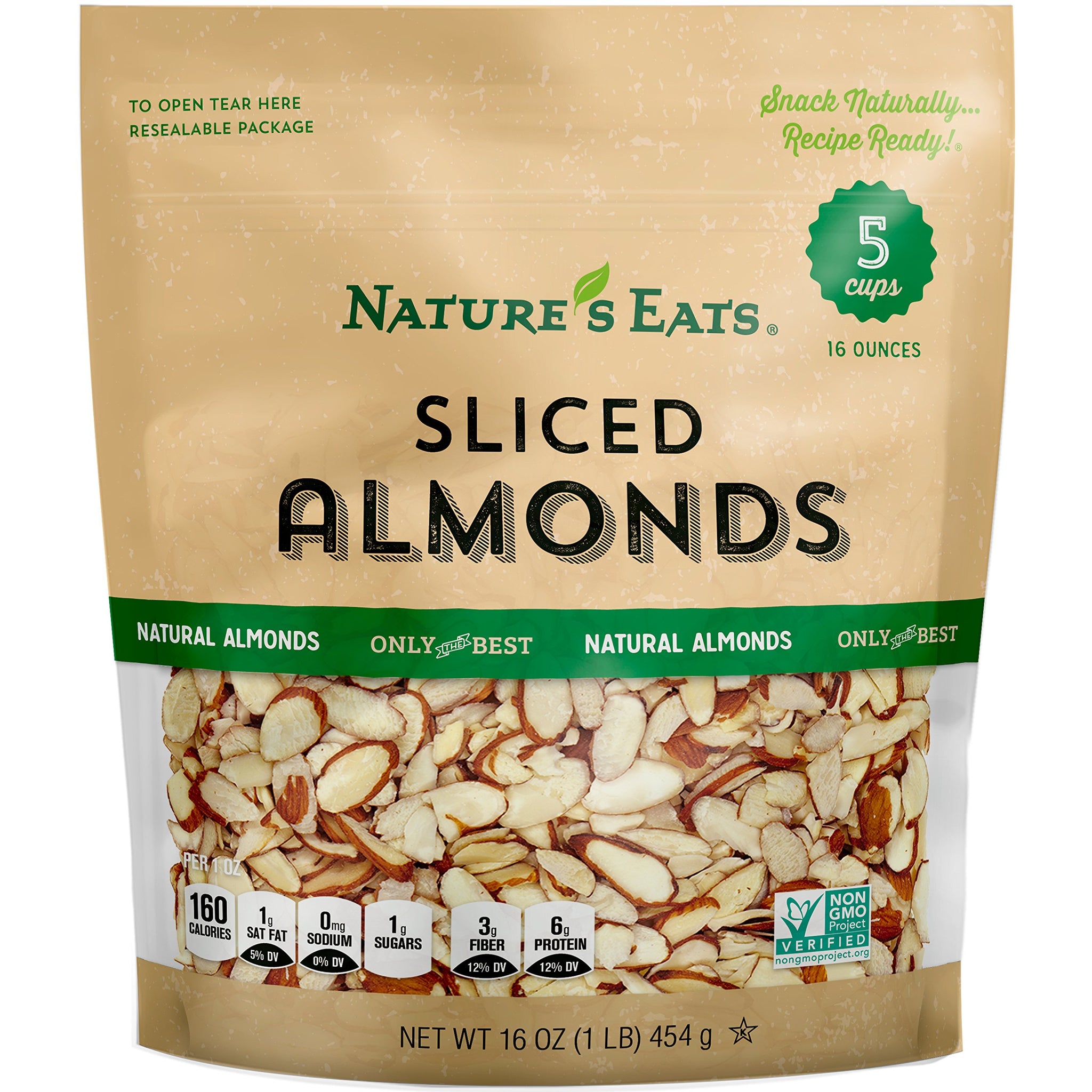 Nature’s Eats Natural Sliced Almonds - Blanched Thin-Cut Almonds for Baking, Salads, Granola, and Snacks - Heart Healthy, High Protein, Gluten Free