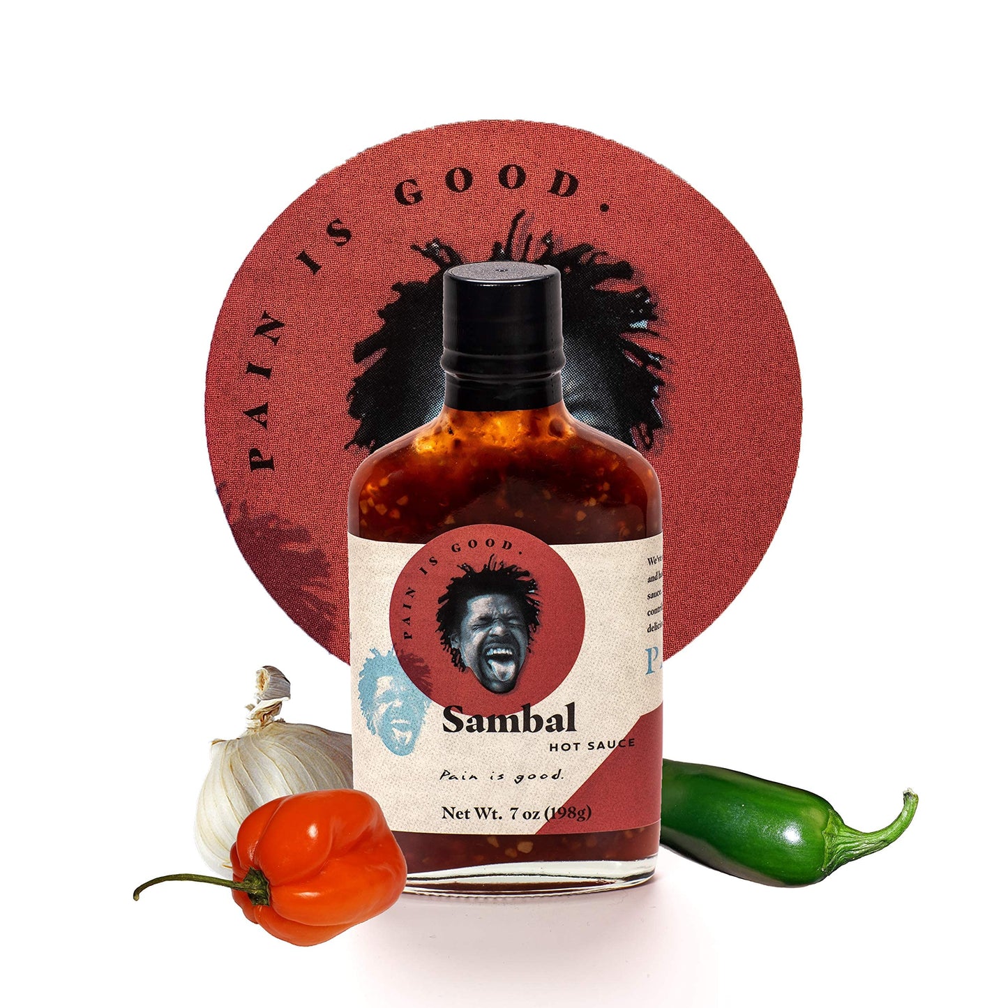 Pain is Good - Habanero Sambal Hot Sauce - 7oz Bottle - Made in USA - All Natural Ingredients, Non-GMO, Gluten-Free, Sugar-Free, Vegetarian, Keto