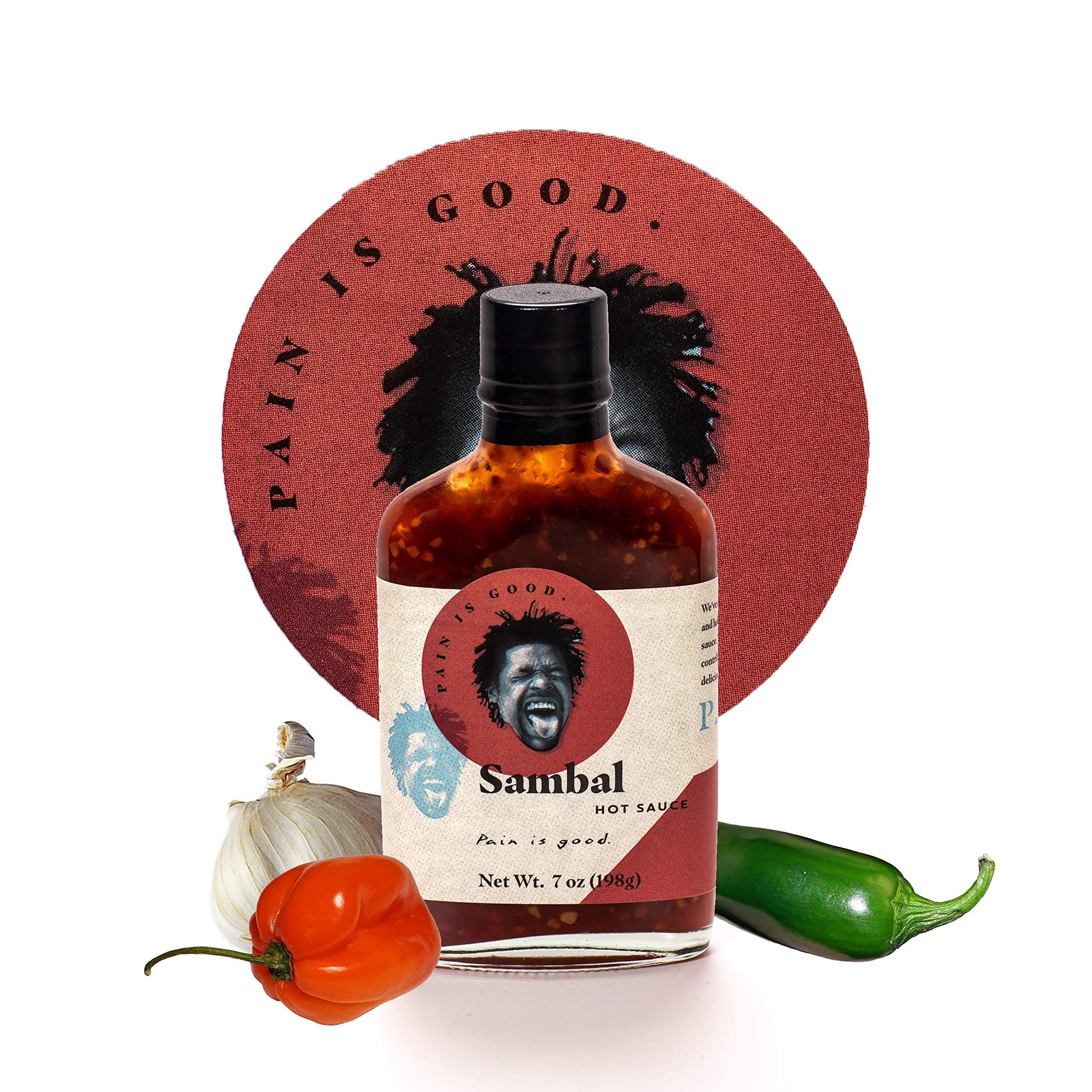 Pain is Good - Habanero Sambal Hot Sauce - 7oz Bottle - Made in USA - All Natural Ingredients, Non-GMO, Gluten-Free, Sugar-Free, Vegetarian, Keto