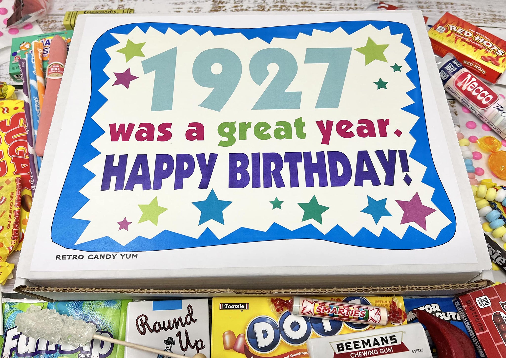 RETRO CANDY YUM ~ 1927 99th Birthday Gift Box of Nostalgic Retro Candy from Childhood for 99 Year Old Man or Woman Born 1927