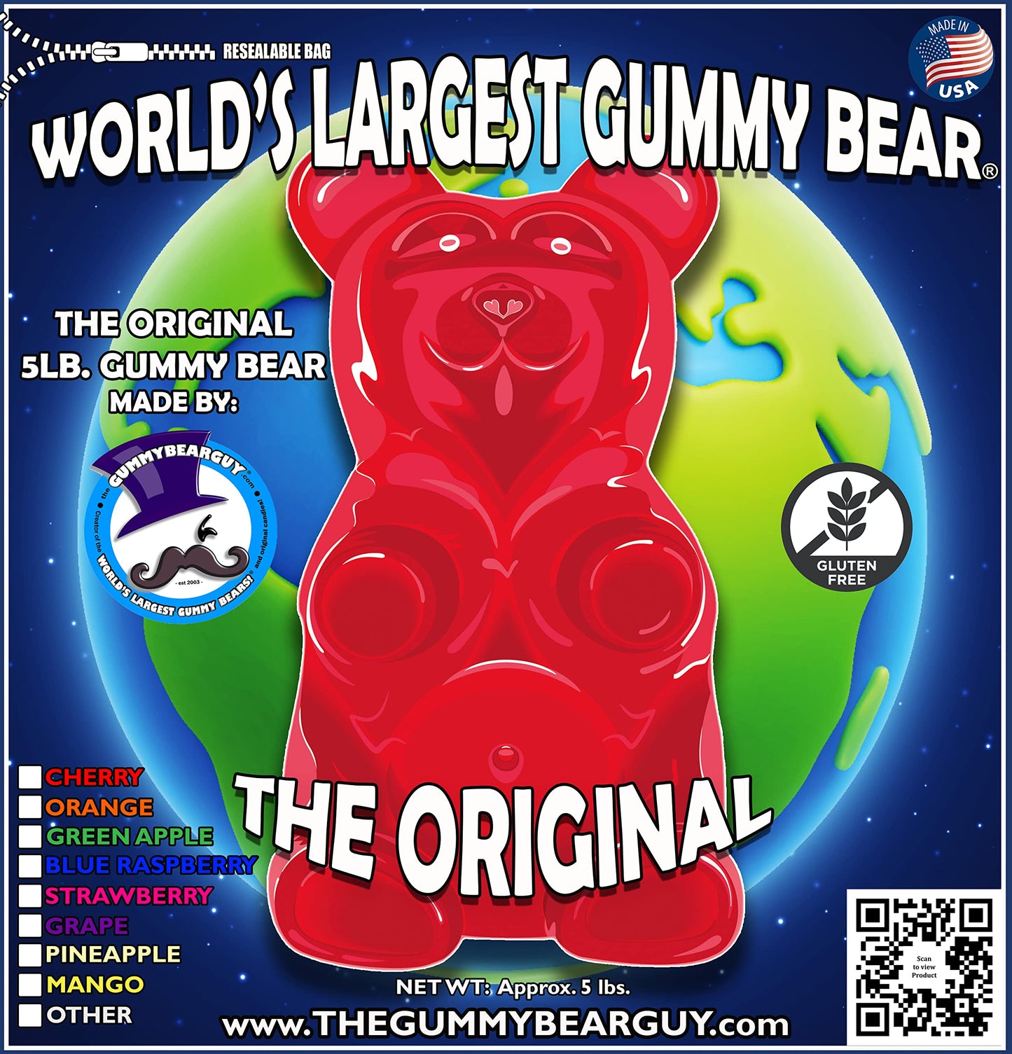 The ORIGINAL World's Largest Gummy Bear® | Created by The Gummy Bear Guy® | Approximately 5lbs | Razzleberry