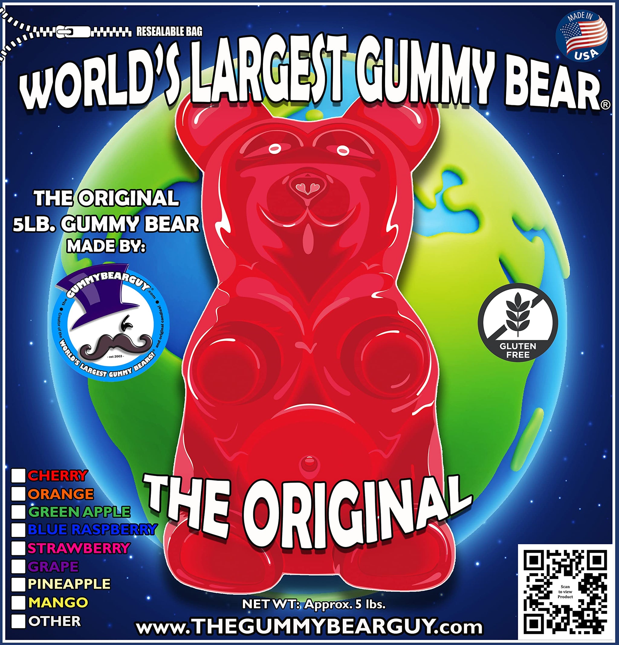The ORIGINAL World's Largest Gummy Bear® | Created by The Gummy Bear Guy® | Approximately 5lbs | Razzleberry