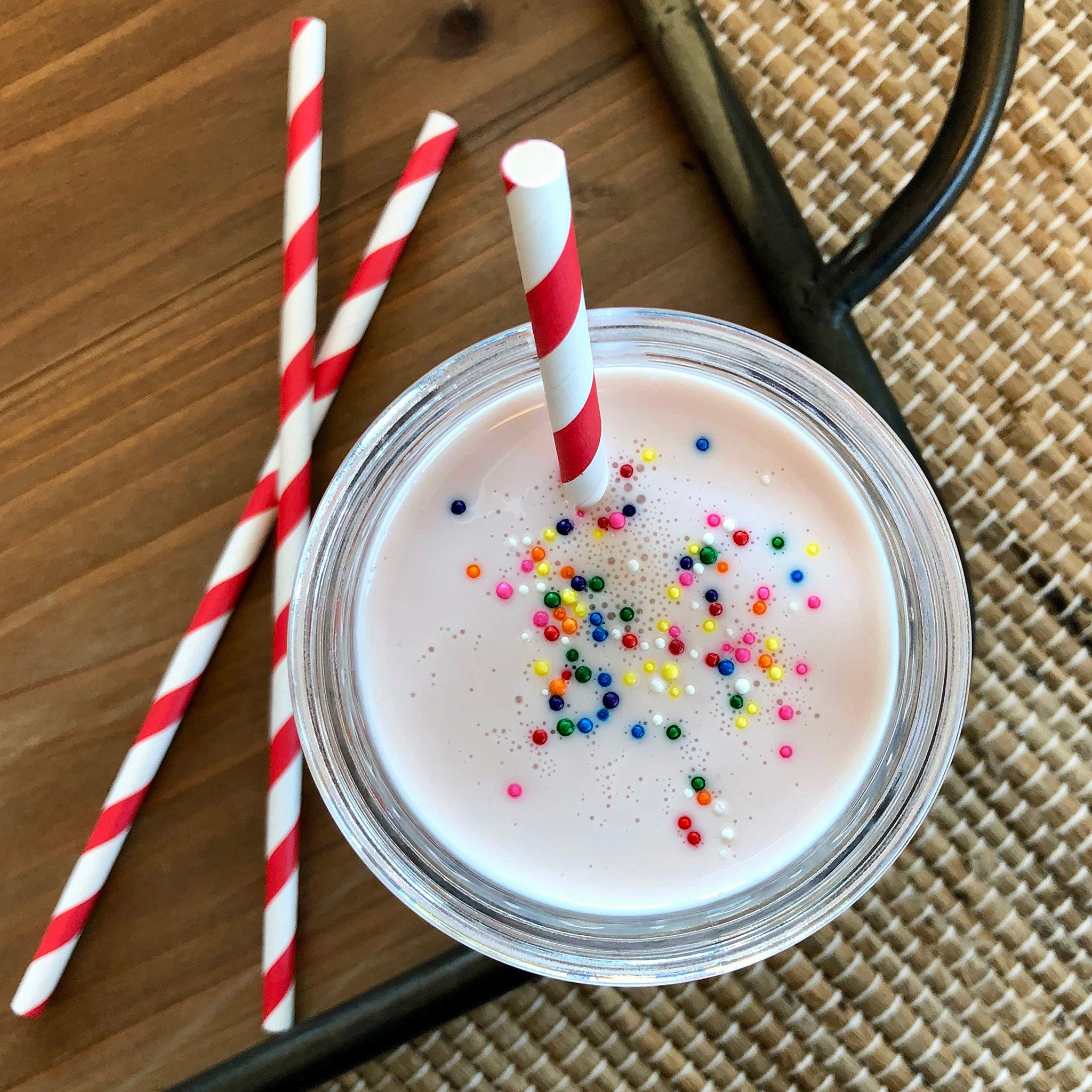 Red Plastic Sundae/Soda Spoons - 8 Inch - Party Supply - Red Paper Straws - 50 Each