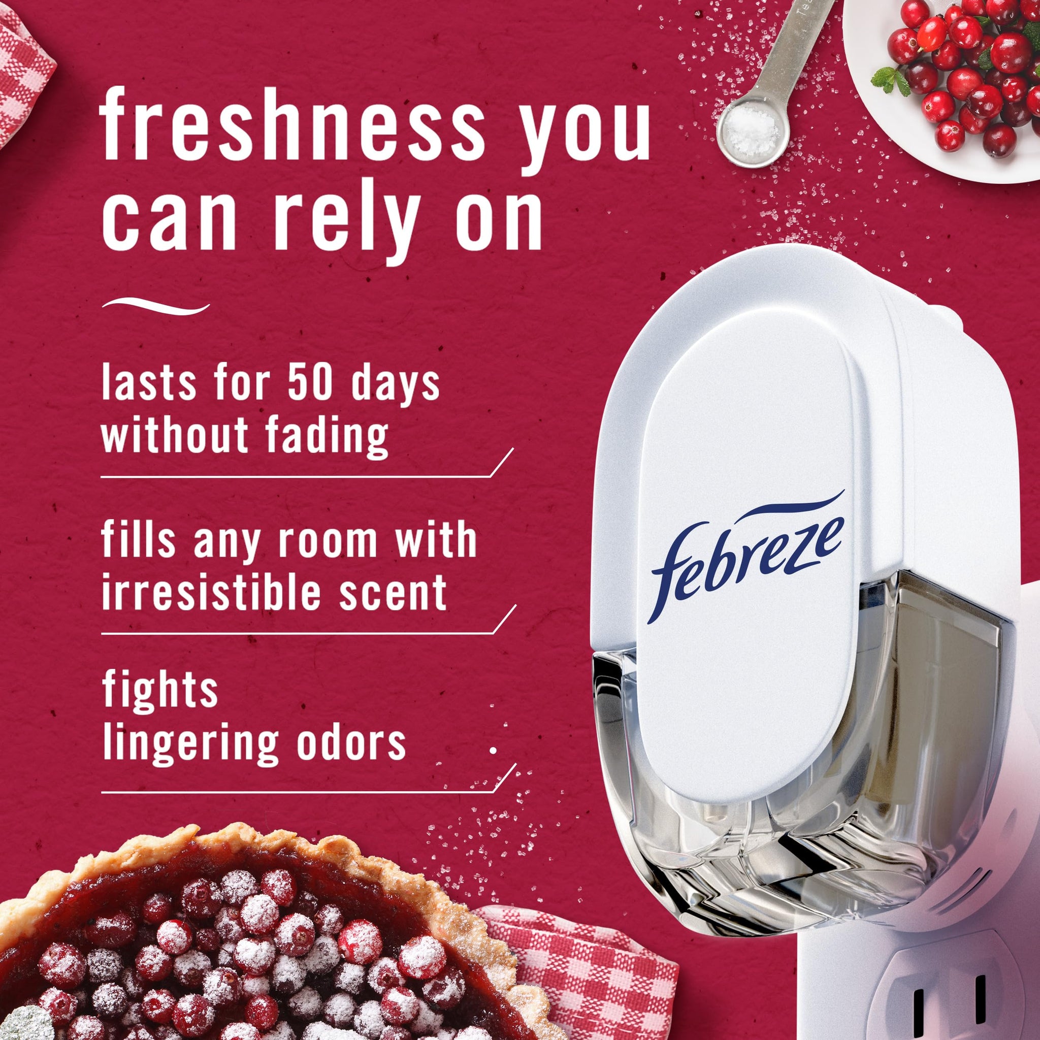 Febreze Plug In Air Freshener, Odor-Fighting Scented Oil Refill, Air Fresheners for Home and Bathroom and Kitchen, Long Lasting for Strong Odors