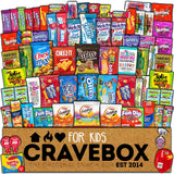 CRAVEBOX Kids Snack Box (55 count) Fun Variety Snacks Pack Care Package - College Back to School, Graduation