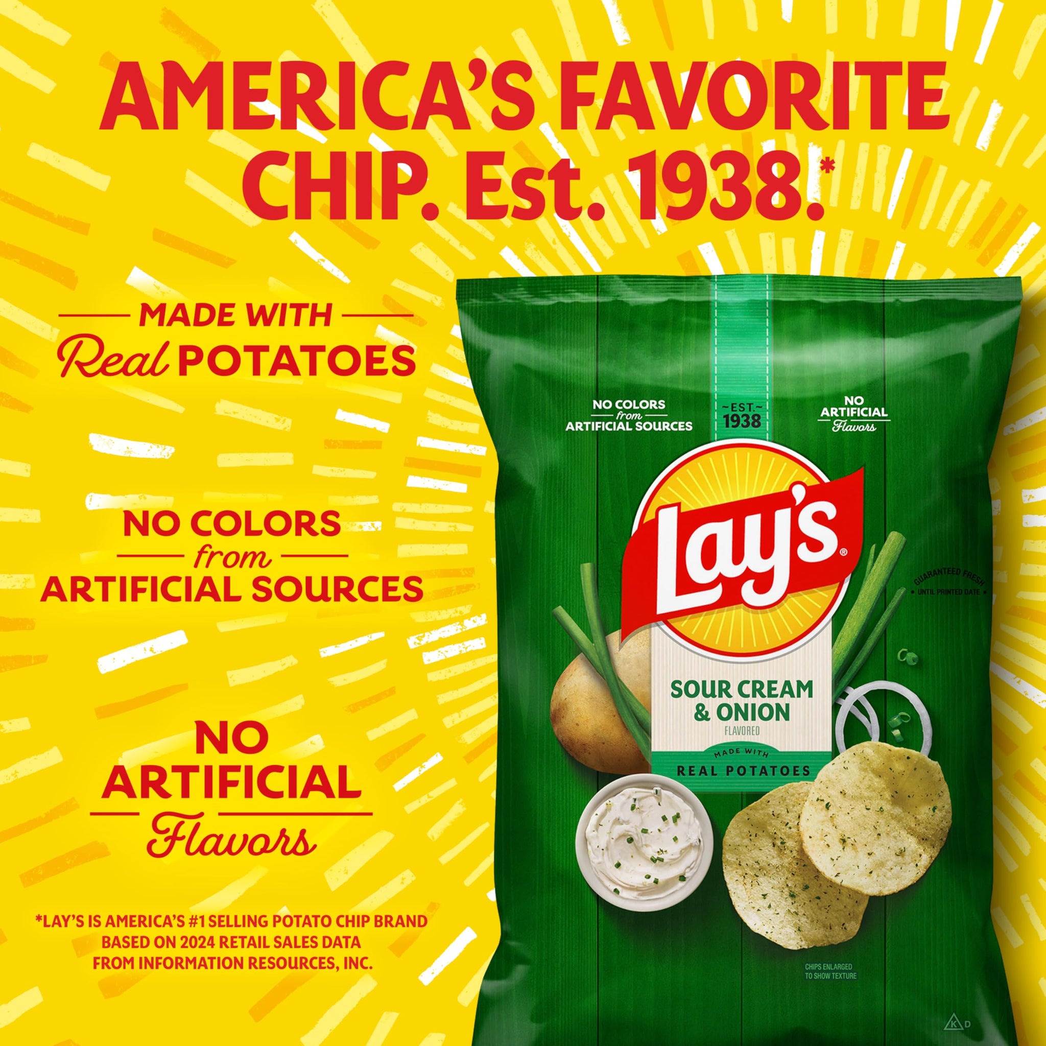 Lay's Sour Cream & Onion Flavor, 7.75 Oz