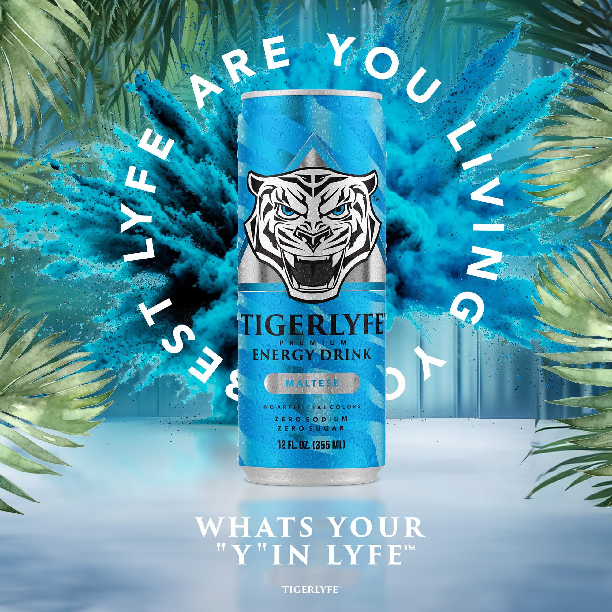 TIGERLYFE Energy Drink 12 Pack, Sugar Free Energy Drink, Zero Calorie, Zero Carb, Diet Energy Drinks Bulk, 12oz Slim Can, Zero Sugar Energy Drinks